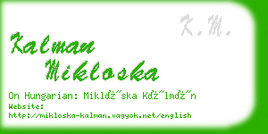 kalman mikloska business card